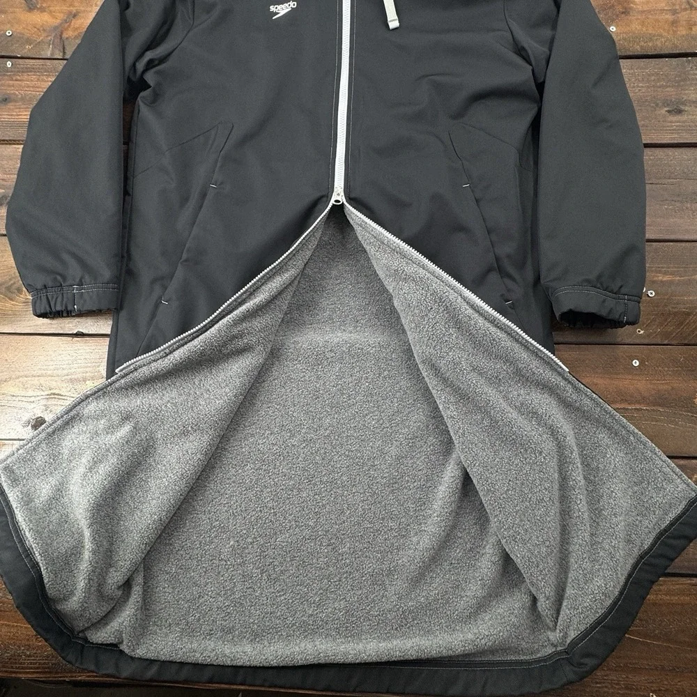 Speedo Hooded Fleece Lined Swim Team Parka Unisex Adult Swim Jacket Coverup Sz S